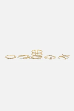 Rings-Dynamite 5-Pack Linear Pavé Rings White