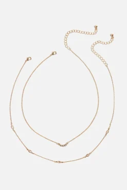 Necklaces-Dynamite 2-Pack Marquise Pave Necklaces White