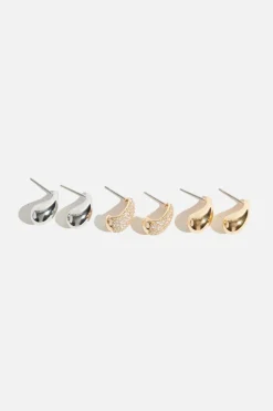 Earrings-Dynamite 3-Pack Mini Drop Earrings Pink