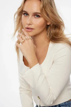 Rings-Dynamite 9-Pack Mini Pearl & Gem Rings White