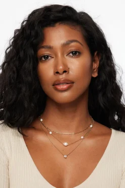Necklaces-Dynamite 3-Pack Pearl & Cushion Gem Necklace White