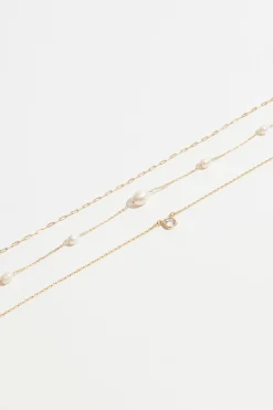 Necklaces-Dynamite 3-Pack Pearl & Cushion Gem Necklace White