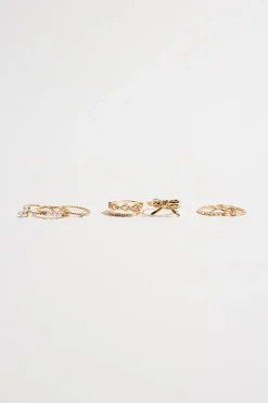 Rings-Dynamite 8-Pack Pearl and Bow Delicate Rings White