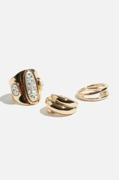 Rings-Dynamite 3-Pack Pearl Cocktail Rings White