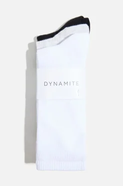 Socks & Tights-Dynamite 3-Pack Ribbed Crew Socks White