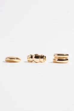 Rings-Dynamite 3-Pack Sculptural Rings Yellow