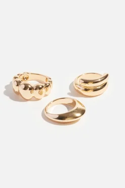 Rings-Dynamite 3-Pack Sculptural Rings Yellow
