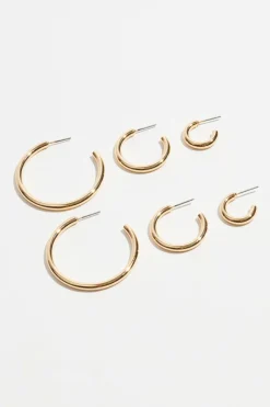 Earrings-Dynamite 3-Pack Trio Hoop Earrings Yellow