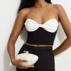 Bags-Dynamite Pearly Oval Clutch White