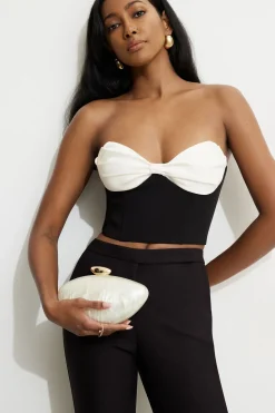 Bags-Dynamite Pearly Oval Clutch White