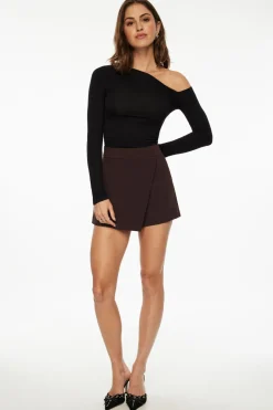 Skirts & Skorts | Skirts-Dynamite Peyton Asymmetric Skort Brown