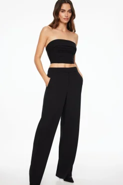 Blouses & Tops | Blouses & Tops-Dynamite Pleated Linen Tube Top Black