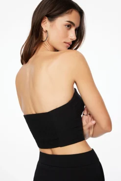 Blouses & Tops | Blouses & Tops-Dynamite Pleated Linen Tube Top Black