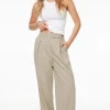 Pants | Matching Sets-Dynamite Pleated Pinstripe Wide Leg Pants Brown