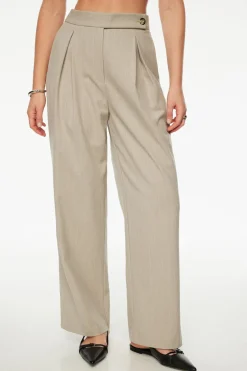 Pants | Matching Sets-Dynamite Pleated Pinstripe Wide Leg Pants Brown