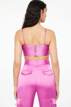 Blouses & Tops | Blouses & Tops-Dynamite Pleated Satin Crop Top Purple