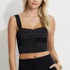 Blouses & Tops | Online Exclusives-Dynamite Pleated Satin Tank Top Black