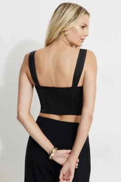 Blouses & Tops | Online Exclusives-Dynamite Pleated Satin Tank Top Black