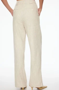 Pants | Straight Leg Pants-Dynamite Pleated Straight Linen Pants Brown