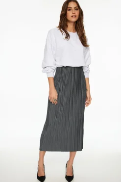 Skirts-Dynamite Plissé Column Maxi Skirt Blue