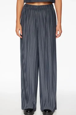 Pants | Wide Leg Pants-Dynamite Plissé Knit Wide Leg Pants Blue