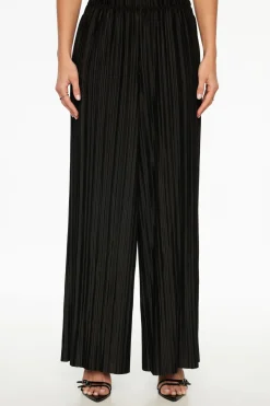 Pants | Wide Leg Pants-Dynamite Plissé Knit Wide Leg Pants Black
