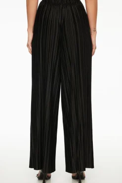 Pants | Wide Leg Pants-Dynamite Plissé Knit Wide Leg Pants Black