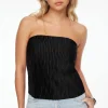 Tees & Tanks | Tees & Tanks-Dynamite Plissé Tube Top Black