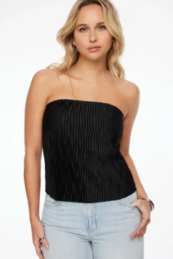 Tees & Tanks | Tees & Tanks-Dynamite Plissé Tube Top Black
