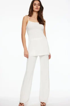 Sweaters & Cardigans | Sweaters-Dynamite Pointelle Babydoll Tank Top White