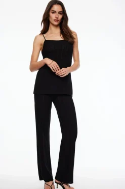 Sweaters & Cardigans | Sweaters-Dynamite Pointelle Babydoll Tank Top Black