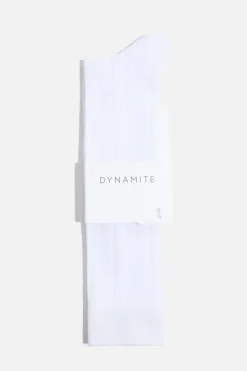 Socks & Tights-Dynamite Pointelle Calf High Socks White