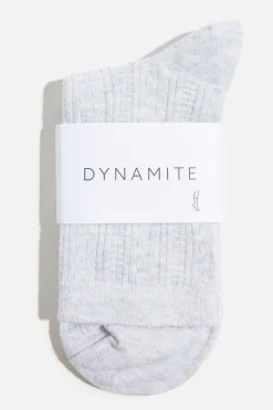 Socks & Tights-Dynamite Pointelle Crew Socks Gray
