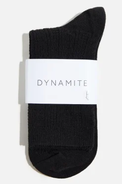 Socks & Tights-Dynamite Pointelle Crew Socks Black