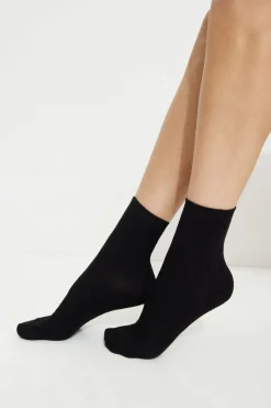 Socks & Tights-Dynamite Pointelle Crew Socks Black