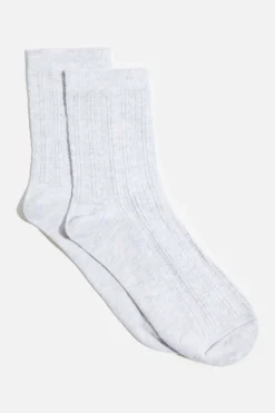 Socks & Tights-Dynamite Pointelle Crew Socks Gray