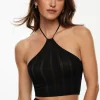 Sweaters & Cardigans | Sweaters-Dynamite Pointelle Halter Top Black