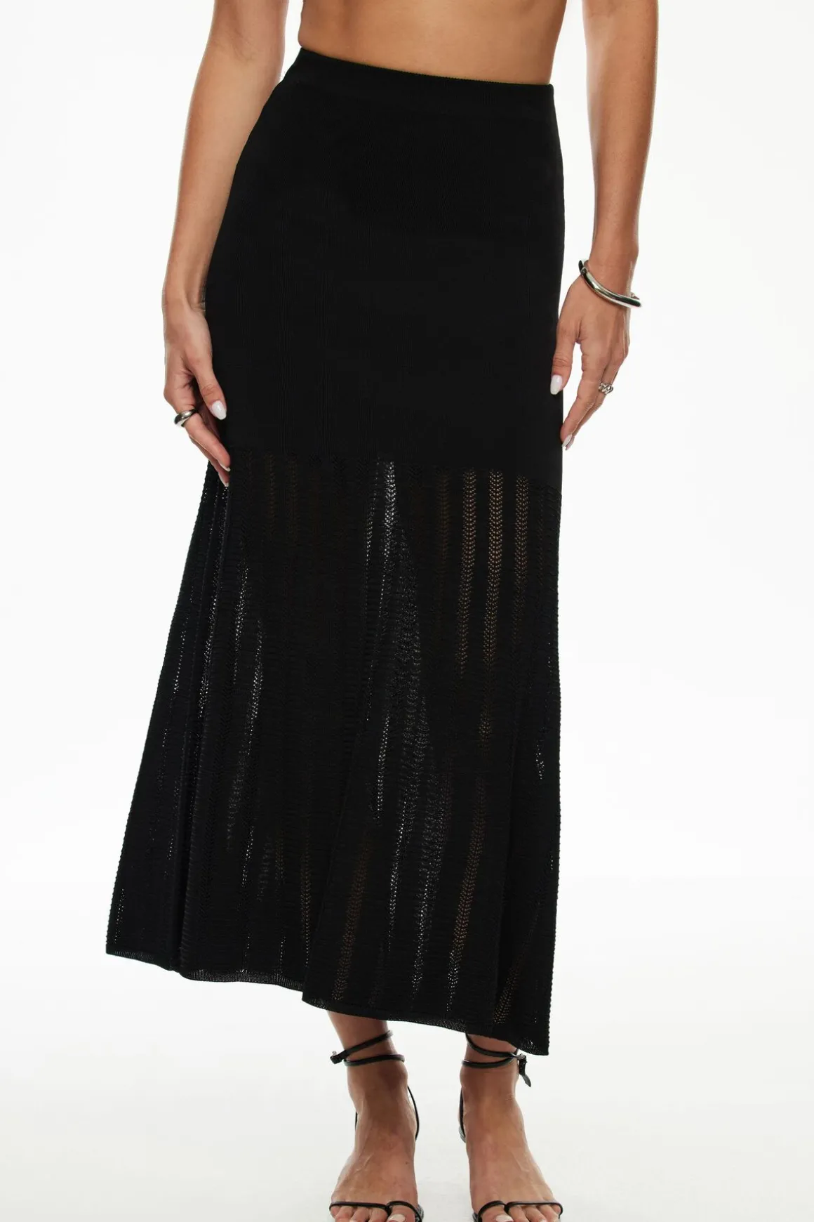 Skirts & Skorts | Skirts-Dynamite Pointelle Maxi Skirt Black