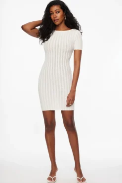 Dresses & Jumpsuits | Sweater Dresses-Dynamite Pointelle Mini Dress White