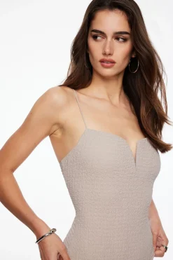 Tees & Tanks | Tees & Tanks-Dynamite Popcorn Textured Cami Bodysuit Gray