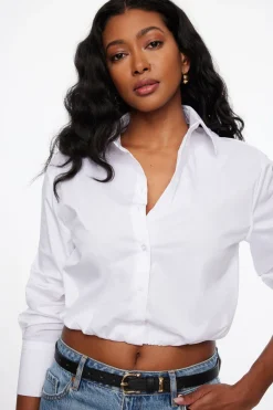Blouses & Tops | Blouses & Tops-Dynamite Poplin Bubble Shirt White