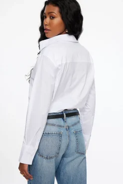 Blouses & Tops | Blouses & Tops-Dynamite Poplin Bubble Shirt White