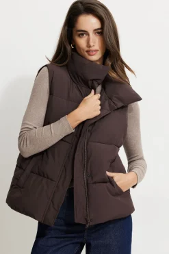 Coats & Jackets | Classic Coats-Dynamite Quilted Puffer Vest Brown