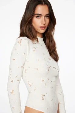Tees & Tanks | Tees & Tanks-Dynamite Quinn Lace Bodysuit White
