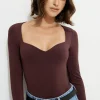 Bestsellers | Bodysuits-Dynamite Raye Sculpt Sweetheart Bodysuit Burgundy