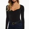 Tees & Tanks | Bestsellers-Dynamite Raye Sculpt Sweetheart Bodysuit Black