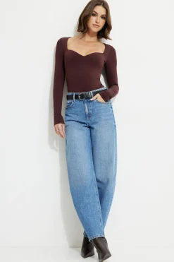 Bestsellers | Bodysuits-Dynamite Raye Sculpt Sweetheart Bodysuit Burgundy