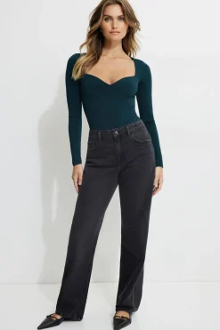 Tees & Tanks | Bestsellers-Dynamite Raye Sculpt Sweetheart Bodysuit Green