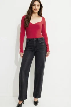 Tees & Tanks | Bestsellers-Dynamite Raye Sculpt Sweetheart Bodysuit Red