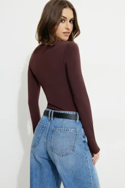 Bestsellers | Bodysuits-Dynamite Raye Sculpt Sweetheart Bodysuit Burgundy